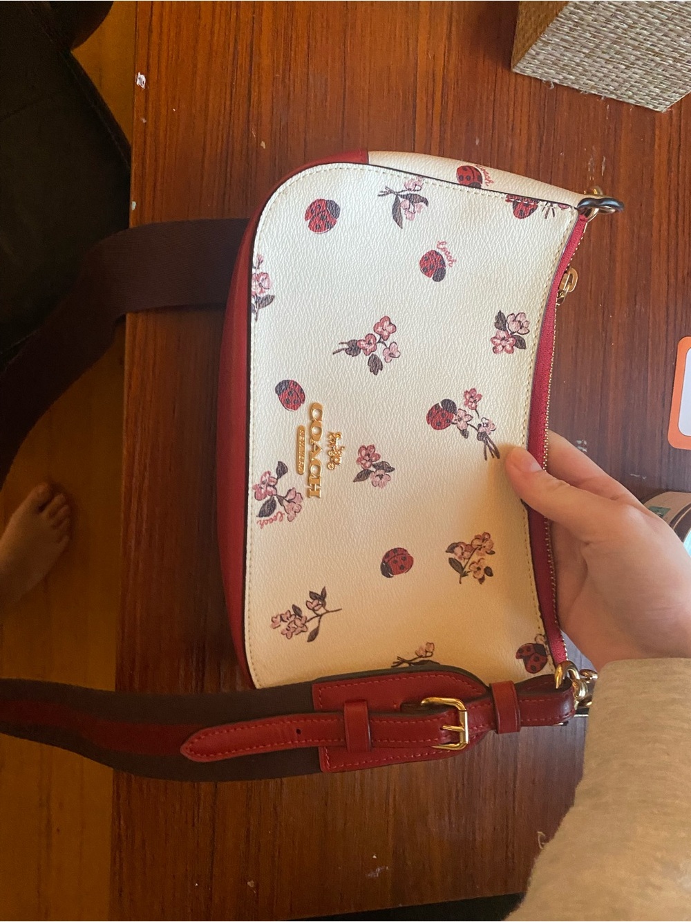 Coach White & Red Floral Crossbody Bag